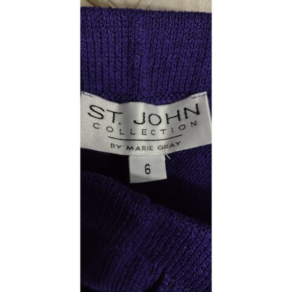 St. John Gorgeous 3pc Outfit Jacket Skirt Pant 6 8 Purple w/ multicolor trim - Picture 15 of 16